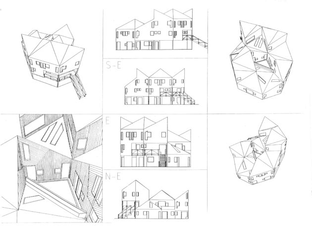 Iwona Buczkowska - Pièce pointue — Vues du prototyype de 5 logements // Iwona Buczkowska / Topophile
