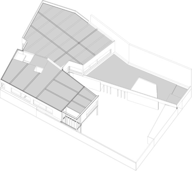 Axonométrie du principe constructif : planchers et toitures en bois lamellé-croisé [LA Architectures]
