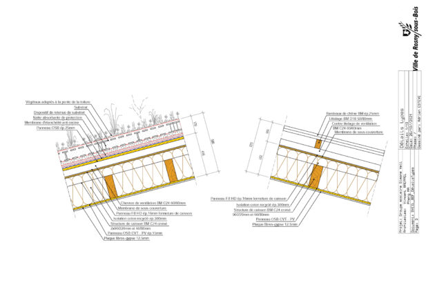 Architecture régénérative Rosny - École Simone Veil — Détails des toitures // Architecture régénérative / Topophile