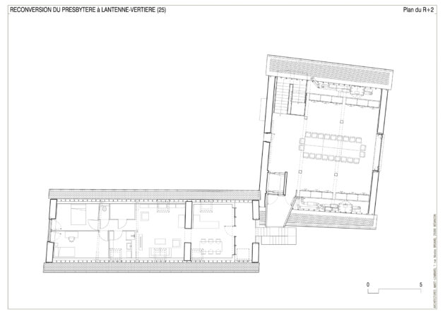 Amiot Lombard - Presbytère Lantenne-Vertière — Plan du R+2 : logement, salle socioculturelle et municipale // Amiot Lombard / Topophile