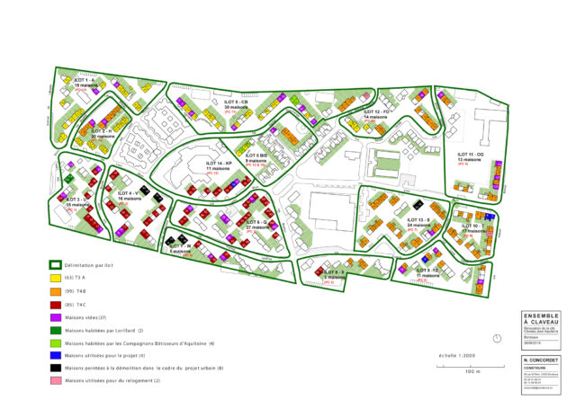Concordet - Cité Claveau — Plan d’ensemble du projet de quartier // Atelier d’architecture Nicole Concordet / Topophile