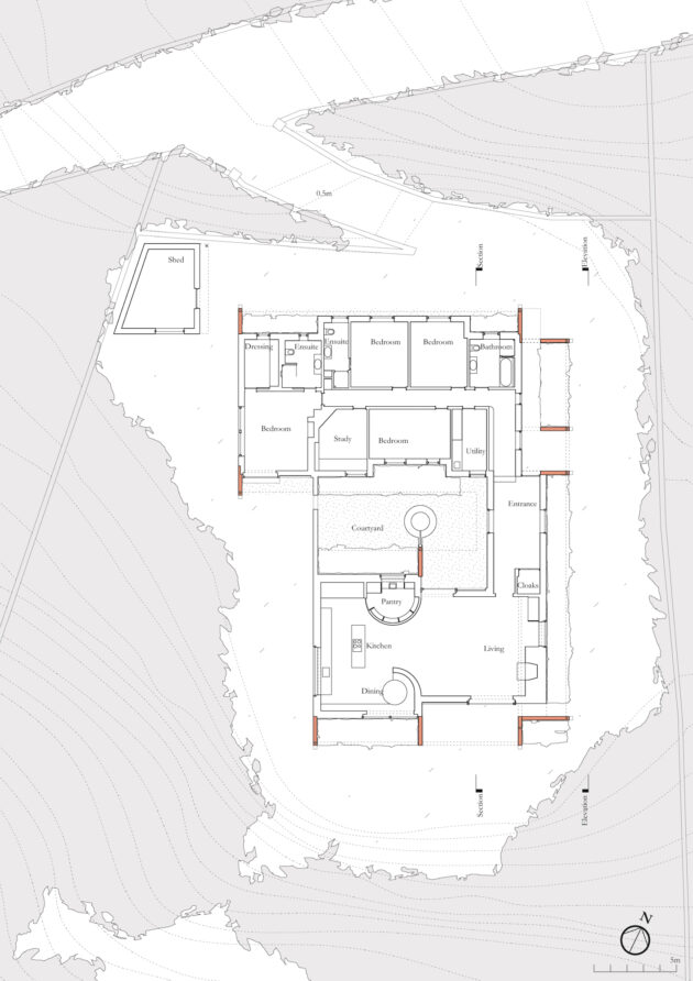 RWKA - Clifden House — Plan du rez-de-chaussée // Ryan W. Kennihan Architects / Topophile