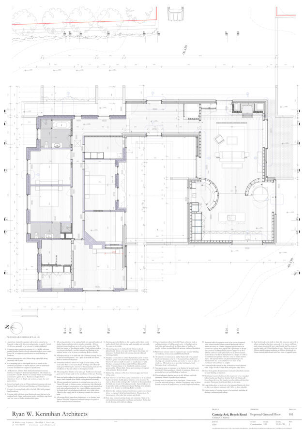 RWKA - Clifden House — Plan d’exécution du rez-de-chaussée // Ryan W. Kennihan Architects / Topophile