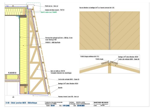 Détails de jonction MOB et modénature // Barthes Bois / Topophile
