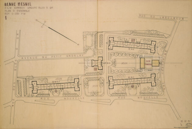 Plan masse de la cité avant la construction. Fonds André Lurçat 200 IFA 670 // Centre d'archives d'architecture contemporaine - Cité de l'Architecture et du Patrimoine / Droits réservés