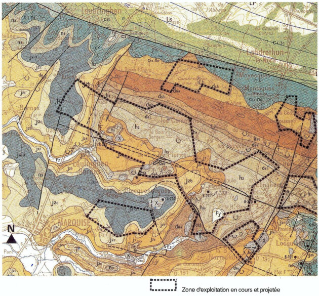 PNRCMO - Plan de paysage bassin carrier — Zones d'exploitation des carriers et couches géologiques // PNRCMO / Topophile